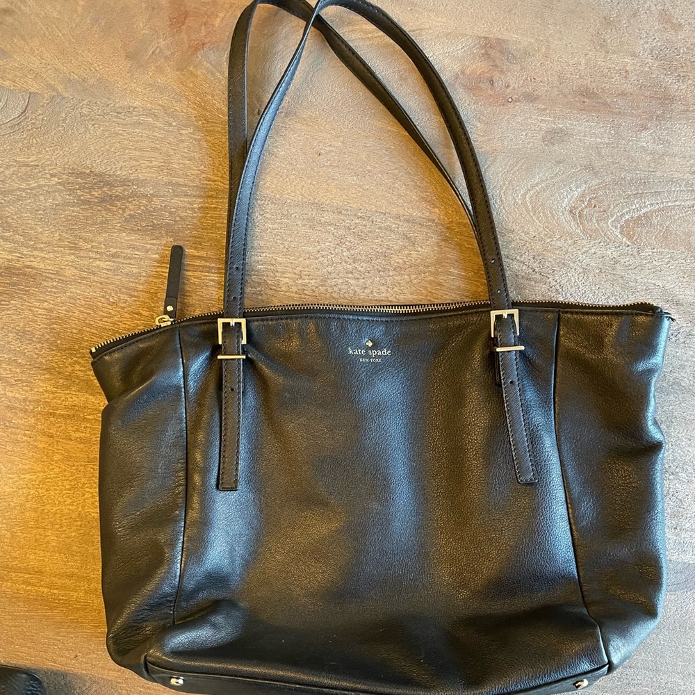 Kate Spade black soft leather tote